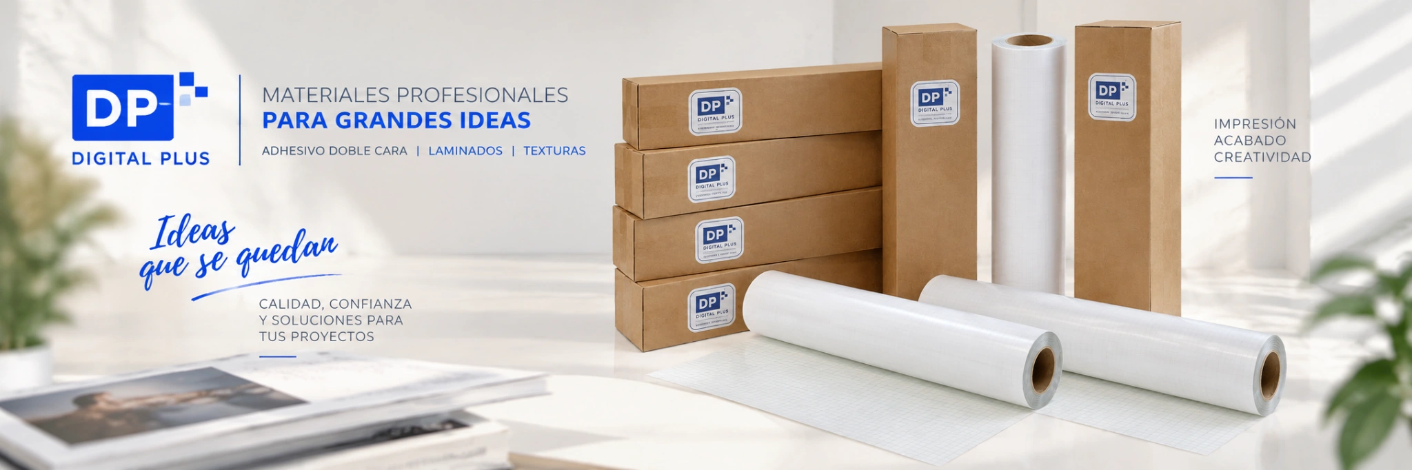 Rollos de adhesivo doble cara profesional y materiales para photobooks Digital Plus